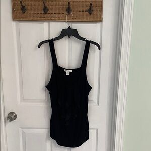 White House Black Market Ruffled Black Tank Top